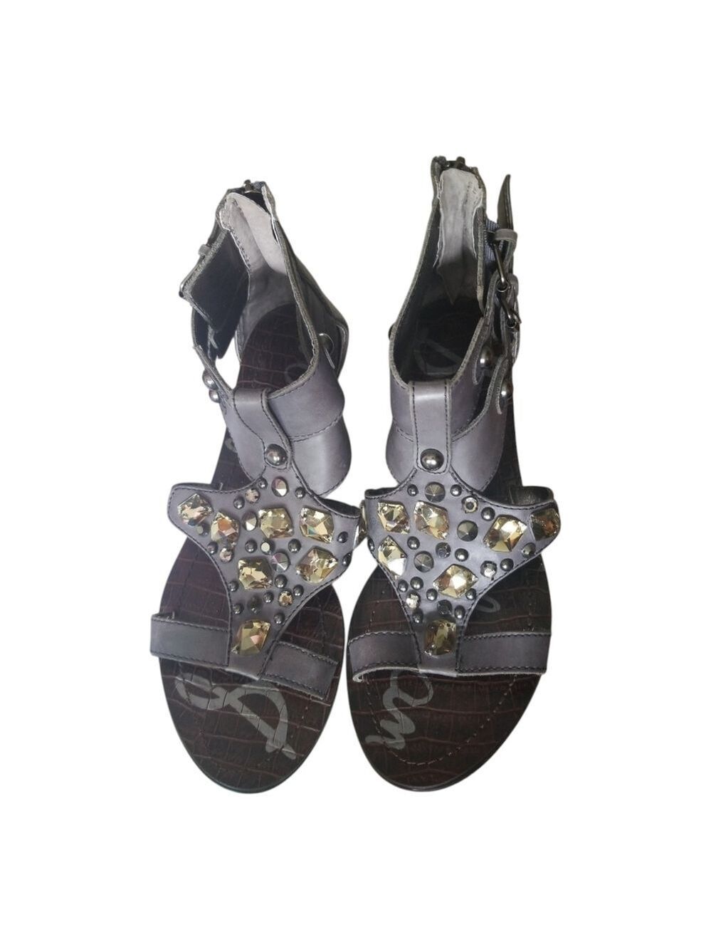 Sam Edelman Daria Gray Gladiator Bejeweled Sandals